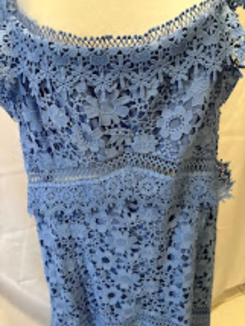 ASOS DESIGN Premium Lace Dress with Ruffle Detail in Blue - Size 14 - Picture 6 of 16